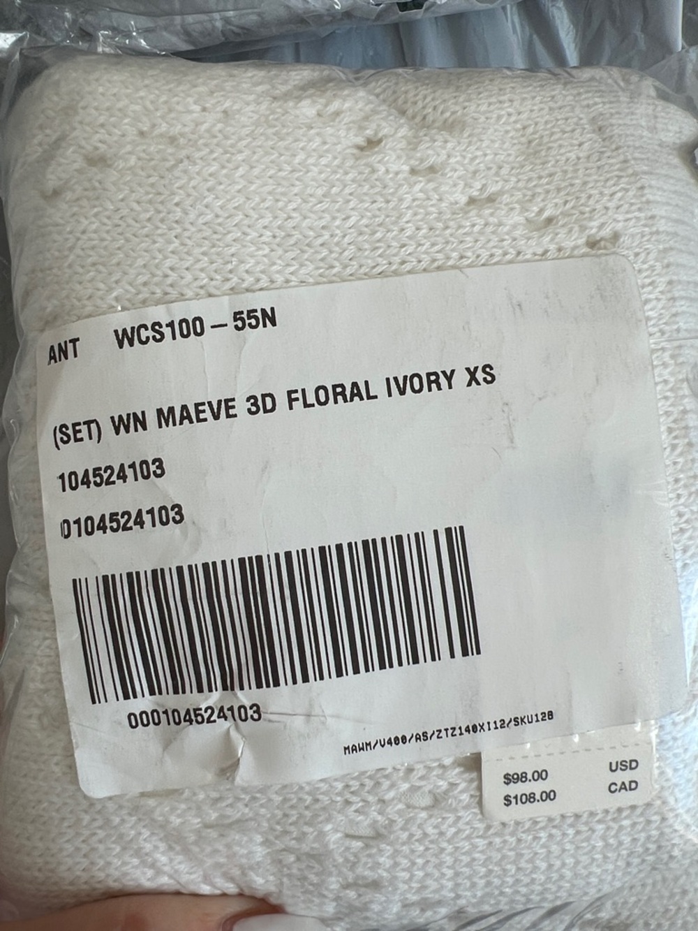 NWT ANTHROPOLOGIE Maeve 3D Floral Knit Mini Skirt white XS - Picture 3 of 4